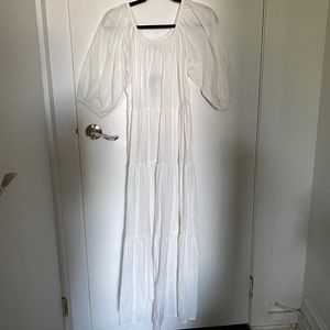 Universal Thread White Embroidered Maxi Dress 3/4 Balloon Sleeve